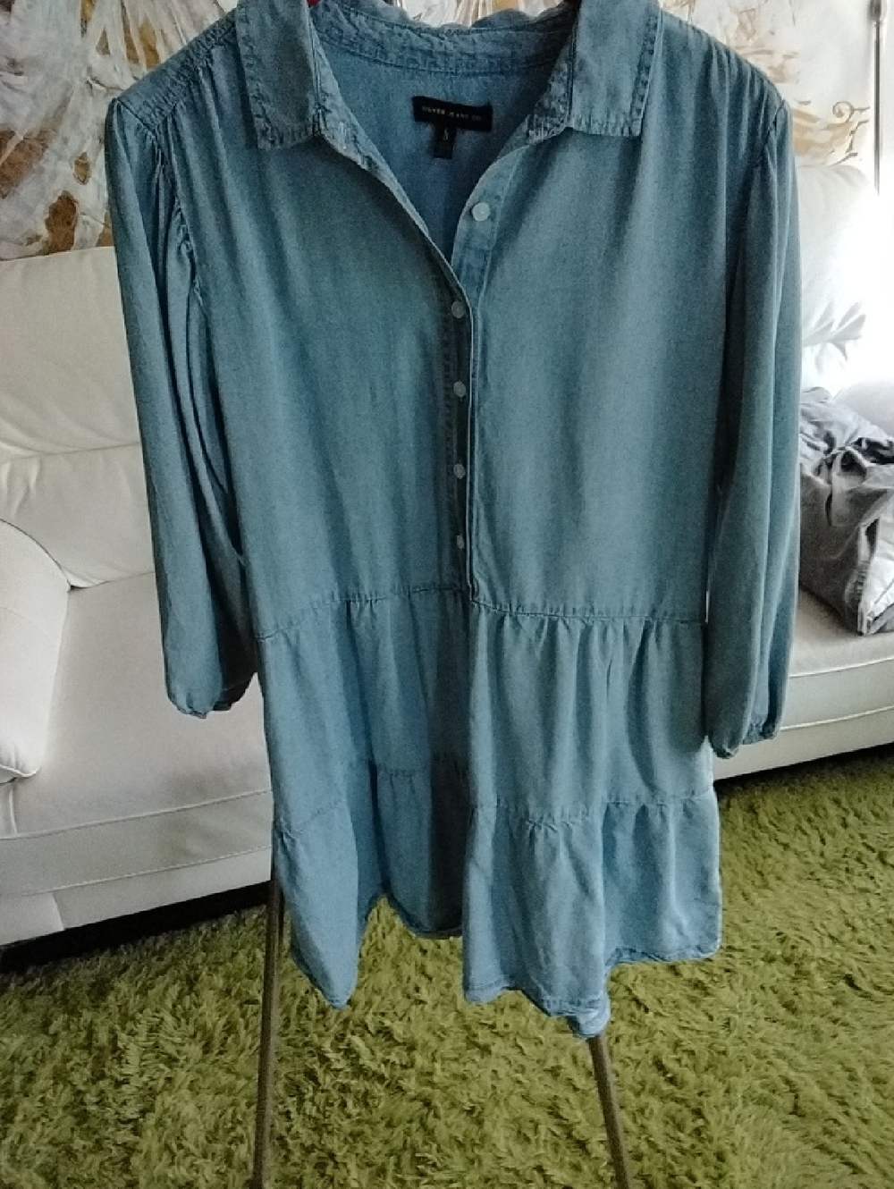 Silver Jeans Light Blue Tiered Button-Front Tunic